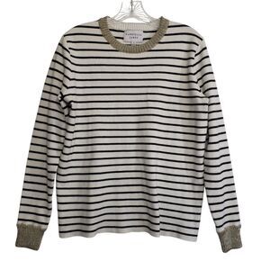Gabriella James Women's Striped Crewneck Sweater with Metallic Decor, Size Small